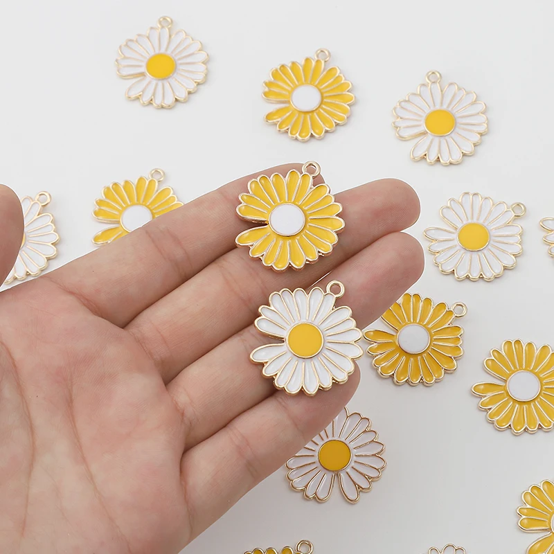 10Pcs 25*28mm Yellow White Enamel Daisy Flower Charms For DIY Bracelet Earring Necklace Pendants Alloy Jewelry Making Findings
10Pcs 25*28mm Yellow White Enamel Daisy Flower Charms For DIY Bracelet Earring Necklace Pendants Alloy Jewelry Making Findings