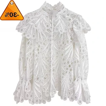 Runway New arrival Spring Sweet Ruffles Hollow Out Polka Dot Lace Shirt Women mesh lace Flare Sleeve Button Fashion Blouse Top
Runway New arrival Spring Sweet Ruffles Hollow Out Polka Dot Lace Shirt Women mesh lace Flare Sleeve Button Fashion Blouse Top