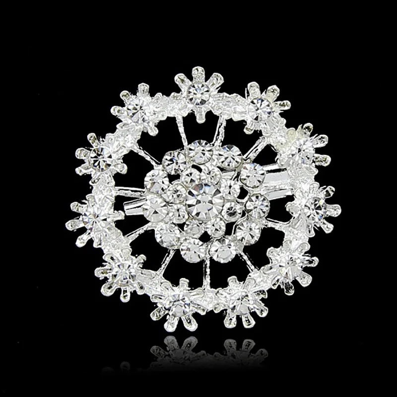 

Plated Crystal Rhinestones Diamante Bejeweled Brooch Pins for Wedding Bridal Party Round Bouquet DIY Accessories AB029