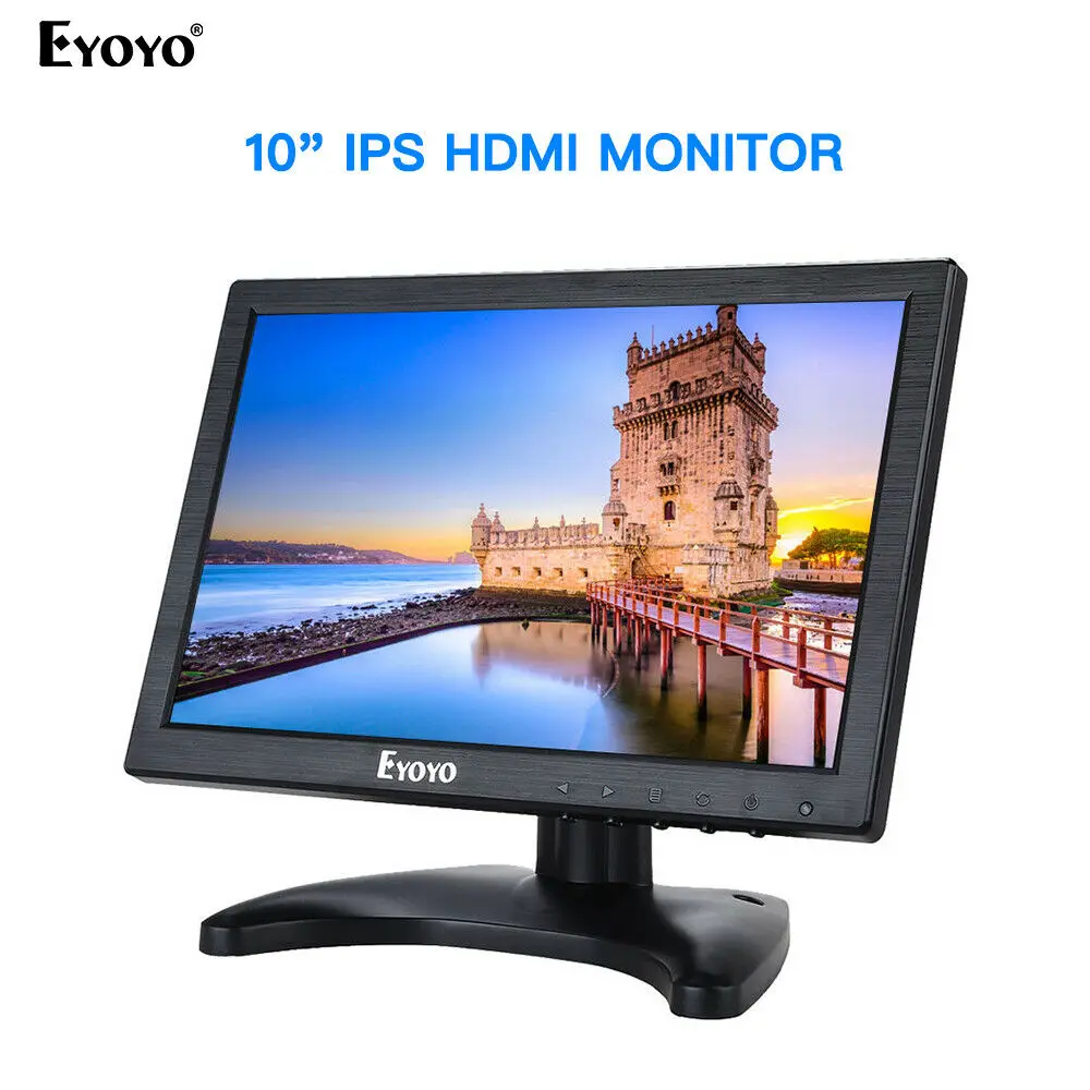 

Eyoyo 10.1" Inch IPS LCD Monitor 1280x800 with HDMI VGA BNC AV Input for PC CCTV Display Security Monitor