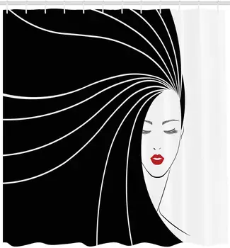 Hair Salon Shower Curtain Traditional Asian Beauty with Extra Long Straight Hair and Red Lips Bathroom Decor Set
Hair Salon Shower Curtain Traditional Asian Beauty with Extra Long Straight Hair and Red Lips Bathroom Decor Set