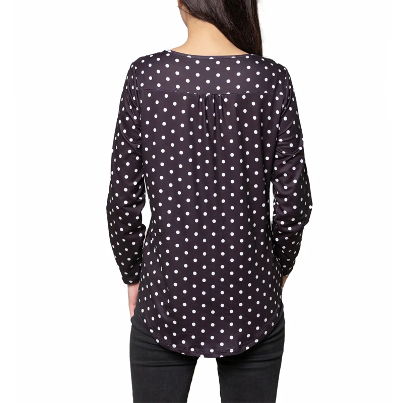 Dot Print Women Blouses 2020 Summer Fashion Loose V Neck Long Sleeve Casual Women Tops Plus Size Shirts Button Up Blouse Mujer Dot Print Women Blouses 2020 Summer Fashion Loose V Neck Long Sleeve Casual Women Tops Plus Size Shirts Button Up Blouse Mujer