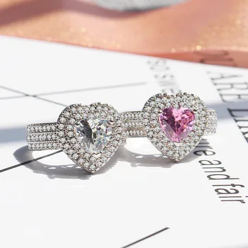 Japanese And Korean Version Of Pink Heart-shaped Crystal Ring Elegant And Elegant Ladies Ring For Girlfriend Romantic Gift 
Japanese And Korean Version Of Pink Heart-shaped Crystal Ring Elegant And Elegant Ladies Ring For Girlfriend Romantic Gift