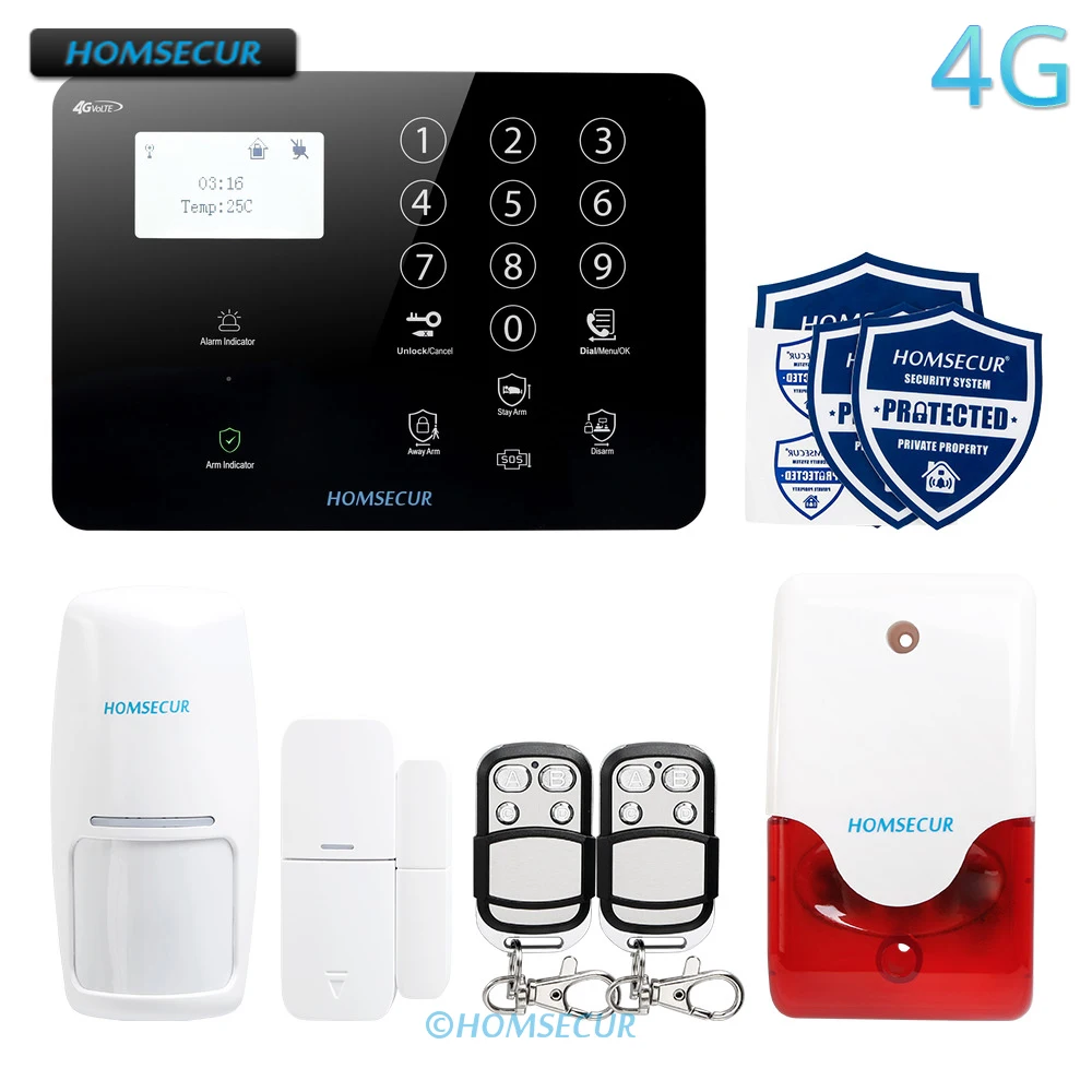 HOMSECUR беспроводный и проводной 4G/3G/GSM домашняя сигнализация Системы + мульти-Языки