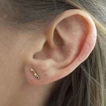 gold color 100% 925 sterling silver tiny mini cute girls jewelry rainbow cz colorful thin bar delicate 925 silver stud earring
gold color 100% 925 sterling silver tiny mini cute girls jewelry rainbow cz colorful thin bar delicate 925 silver stud earring