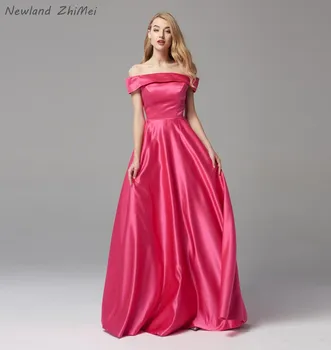 Newland ZhiMei Rose Red Long Prom Dresses Sexy Off the Shoulder Boat Neck A Line Satin Evening Party Dress vestidos de gala 
Newland ZhiMei Rose Red Long Prom Dresses Sexy Off the Shoulder Boat Neck A Line Satin Evening Party Dress vestidos de gala