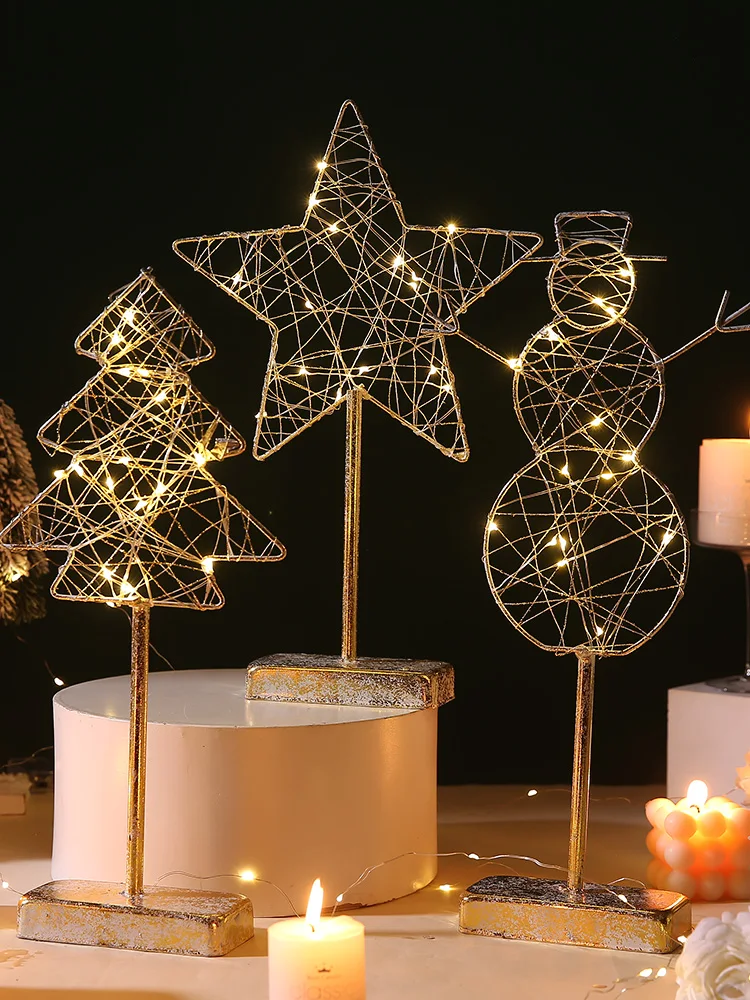 Christmas Nordic Ins Style Decorations Luminous Iron Christmas Tree Desktop Modeling Lamp Creative Snowman Small Ornaments
Christmas Nordic Ins Style Decorations Luminous Iron Christmas Tree Desktop Modeling Lamp Creative Snowman Small Ornaments