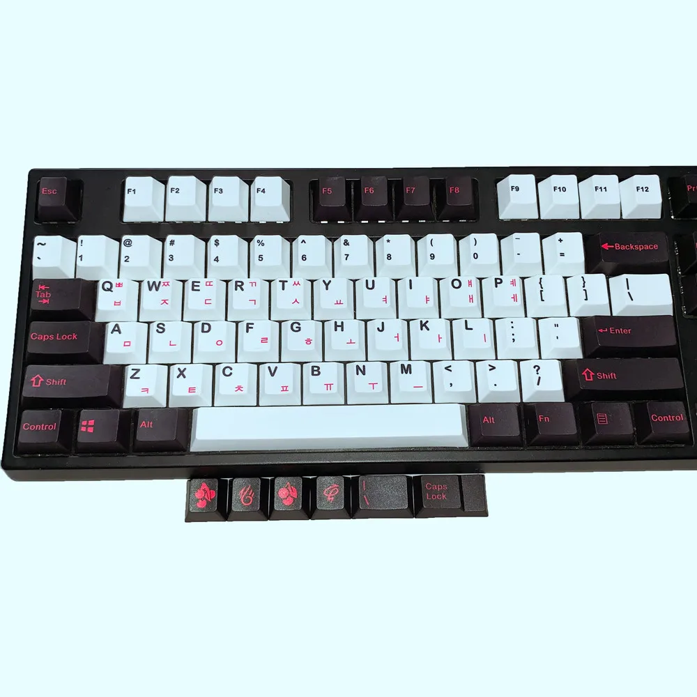 Колпачки для механической клавиатуры MX switch черные белые PBT 5 сторон с