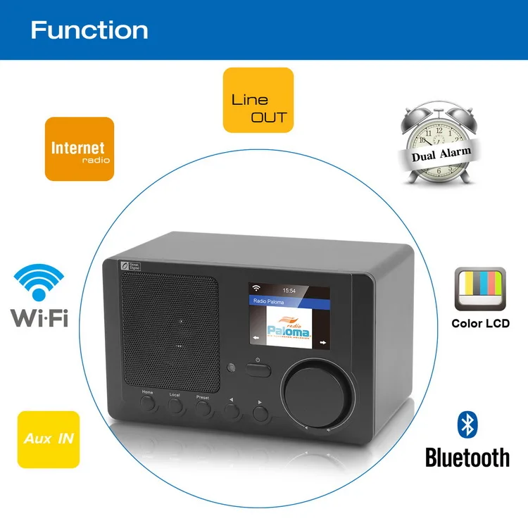 Free shipping WiFi Radio Ocean Digital WR-210CB Internet Multi-language Menu Blueetooth Intelligent radio | Электроника