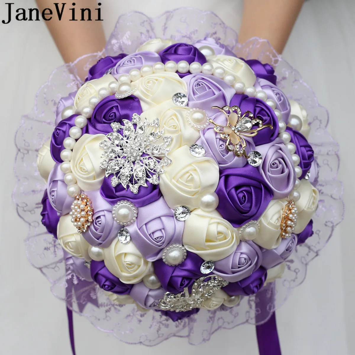 JaneVini Luxury Purple Fake Flowers Wedding Bouquet for Bride Pearls Beaded Ribbon Bridal Accessories Bukiet Sztucznych Kwiatow
JaneVini Luxury Purple Fake Flowers Wedding Bouquet for Bride Pearls Beaded Ribbon Bridal Accessories Bukiet Sztucznych Kwiatow