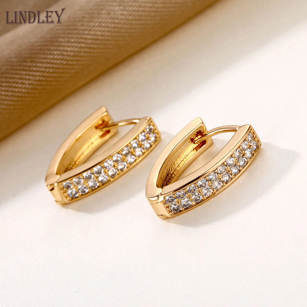 Женские сережки LINDLEY Золотые из розового золота 585 пробы с фианитом модные серьги