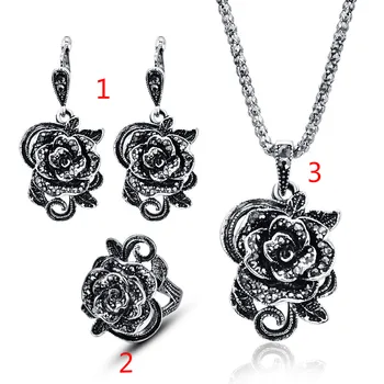 L04 Fashion vintage Flowers Rose Necklace Earrings Ring Three-piece Retro
L04 Fashion vintage Flowers Rose Necklace Earrings Ring Three-piece Retro