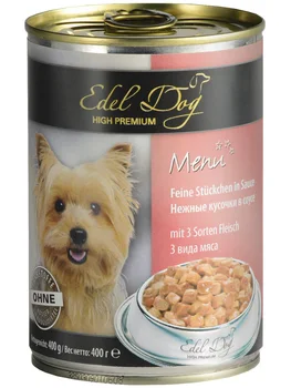 EDEL DOG EDEL DOG for adult dogs of all breeds with 3 kinds of meat in sauce 400g
EDEL DOG EDEL DOG for adult dogs of all breeds with 3 kinds of meat in sauce 400g
