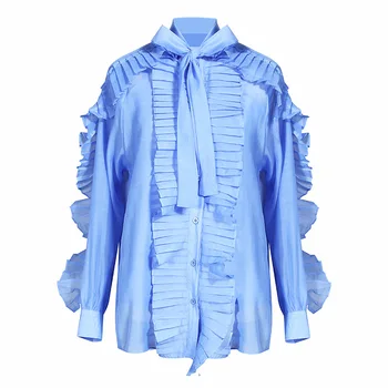 2020 Spring and Summer Pleated Side Splice Strap Bow Loose Long Niche Focus Shirt Female Sent Sling Womens Tops Blouses
2020 Spring and Summer Pleated Side Splice Strap Bow Loose Long Niche Focus Shirt Female Sent Sling Womens Tops Blouses