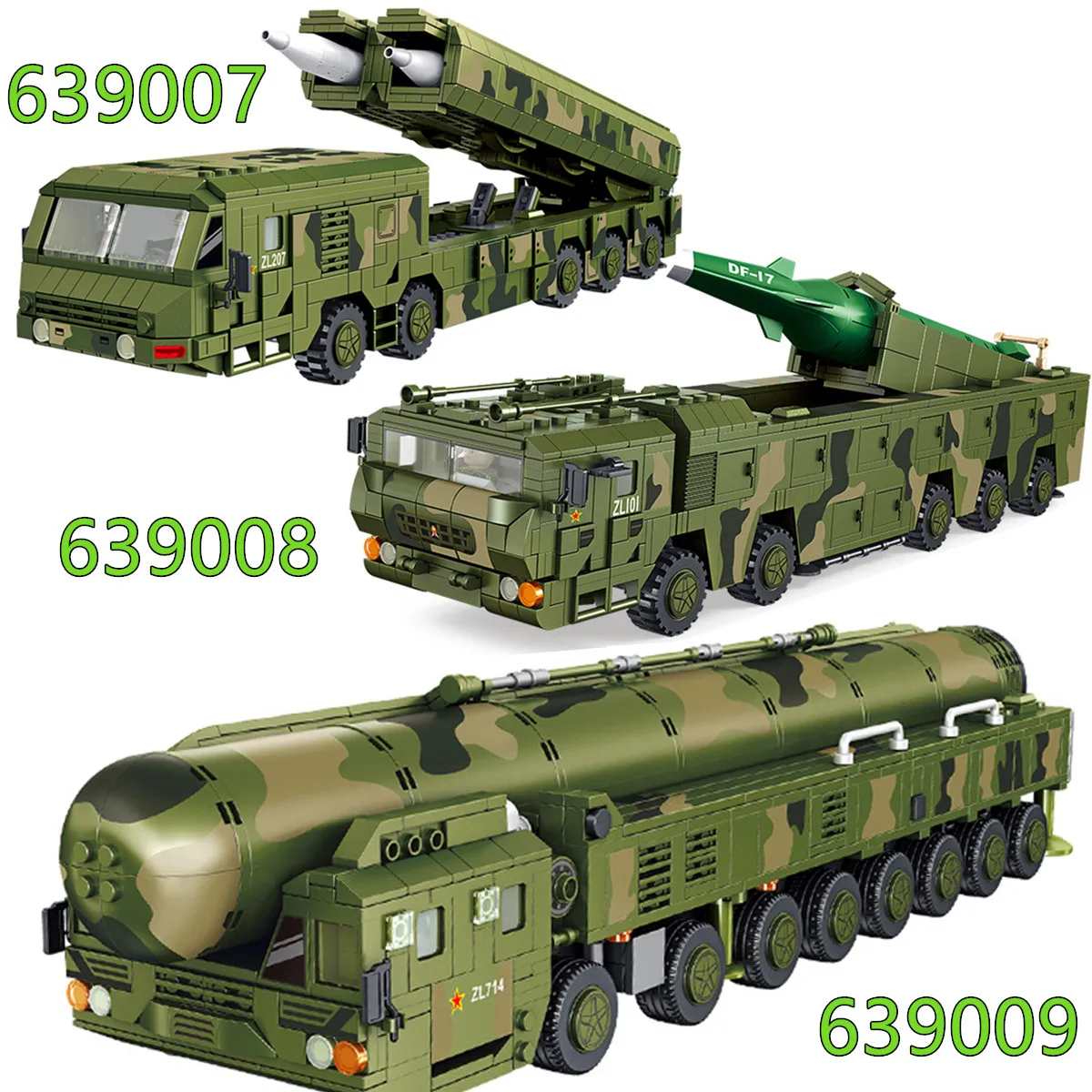 New Chinese Military Bricks Series 3 Styles Intercontinental Ballistic Missile Launching Vehicle Set Building Blocks Boy Toys
New Chinese Military Bricks Series 3 Styles Intercontinental Ballistic Missile Launching Vehicle Set Building Blocks Boy Toys