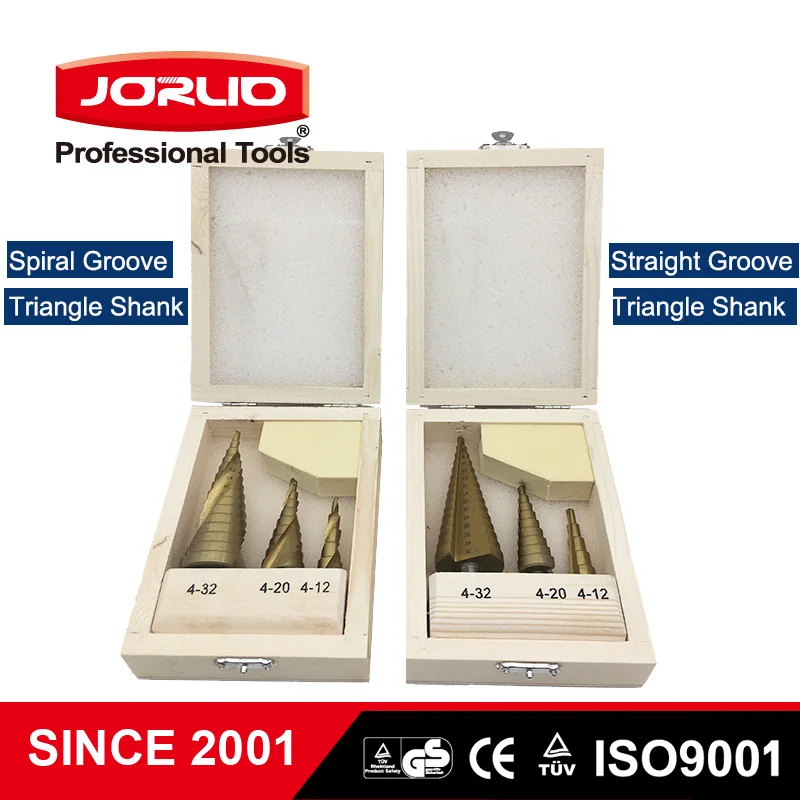 HSS Step core drill bit set Triangle shank Spiral stepped drill 3pcs Hole Cutter for metal
HSS Step core drill bit set Triangle shank Spiral stepped drill 3pcs Hole Cutter for metal