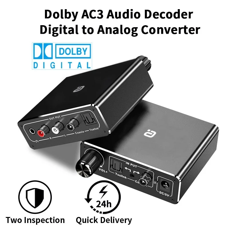 

Lossless HiFi Protable AC3 192kHz Audio-Decoder DAC With Volume Control Optical Coaxial RCA Digital to Analog Converter Adapter