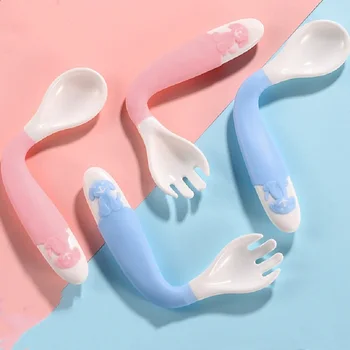 Baby Bendable Silicon Spoon & Fork Set Smooth Edge Angle of Bend Convenient for Toddlers Infants Kids Learn to Eat Safe Feeding 
Baby Bendable Silicon Spoon & Fork Set Smooth Edge Angle of Bend Convenient for Toddlers Infants Kids Learn to Eat Safe Feeding