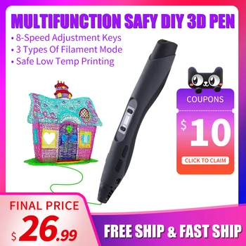 Enotepad 3D Printing Pen SL-300A 4 Colors With 10m/10rolls PLA Filament 1.75mm 3D Pens Low Teperature Gift Box Set
Enotepad 3D Printing Pen SL-300A 4 Colors With 10m/10rolls PLA Filament 1.75mm 3D Pens Low Teperature Gift Box Set