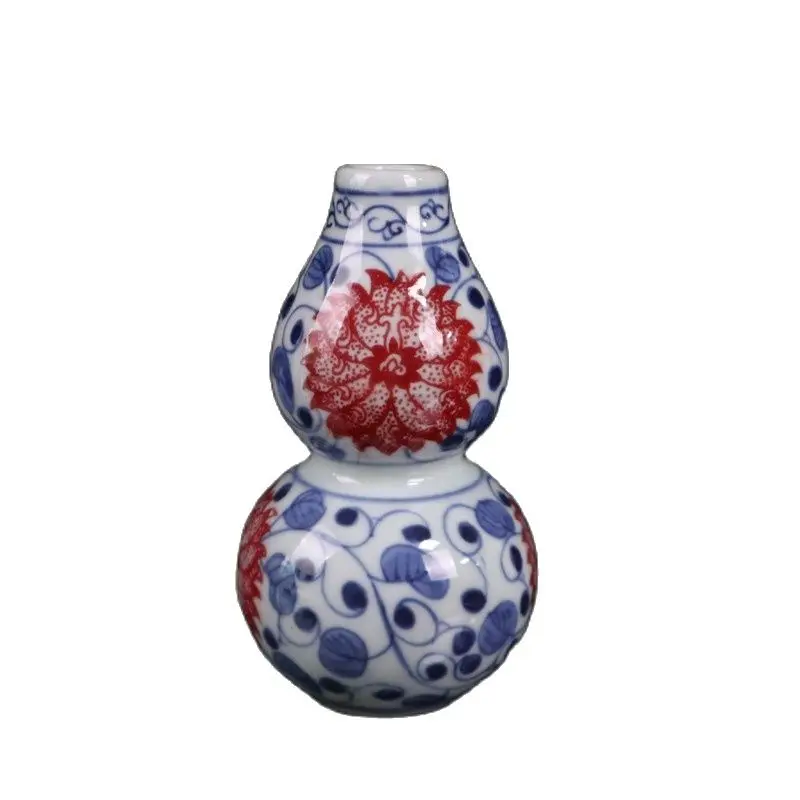 

China Old Porcelain Blue And White Underglaze Red Lotus Vase