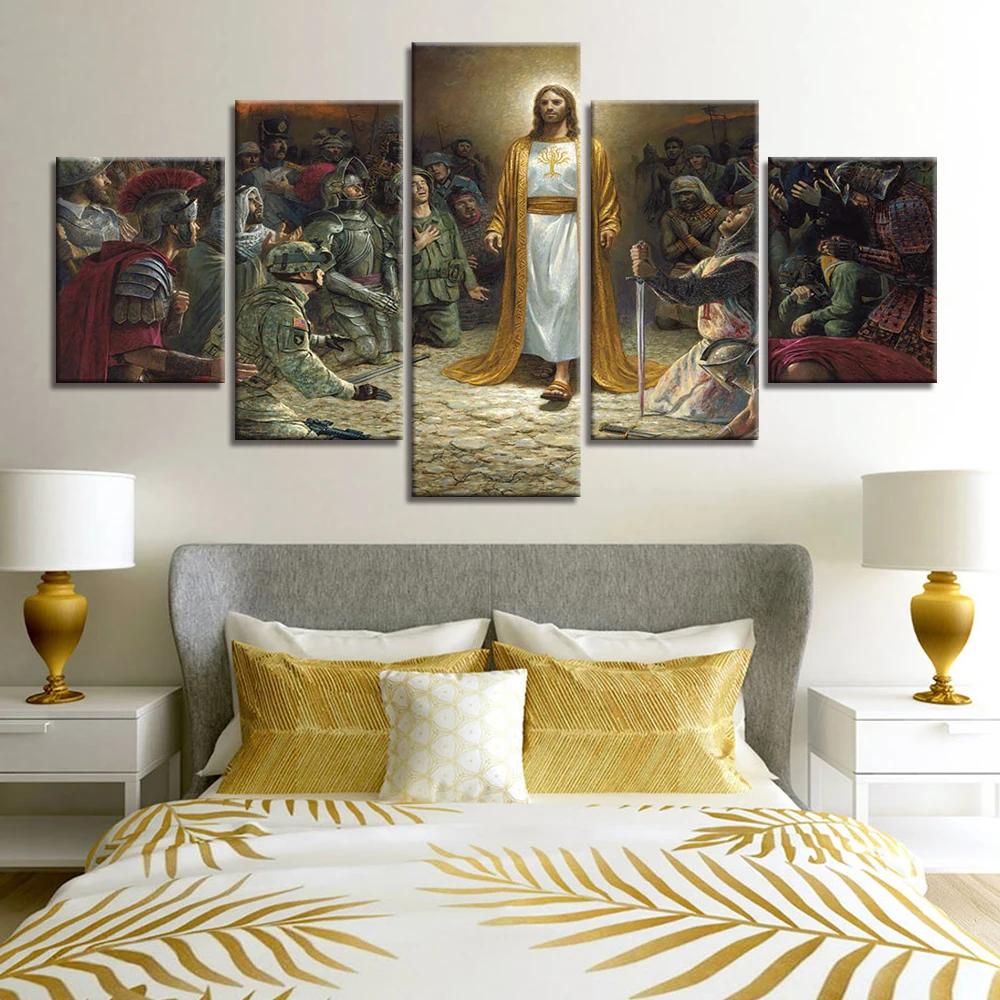 HD Print Painting Modular Pictures 5 Piece Jesus Christ Frame Wall Art Poster Modern Home Decoration Canvas | Дом и сад