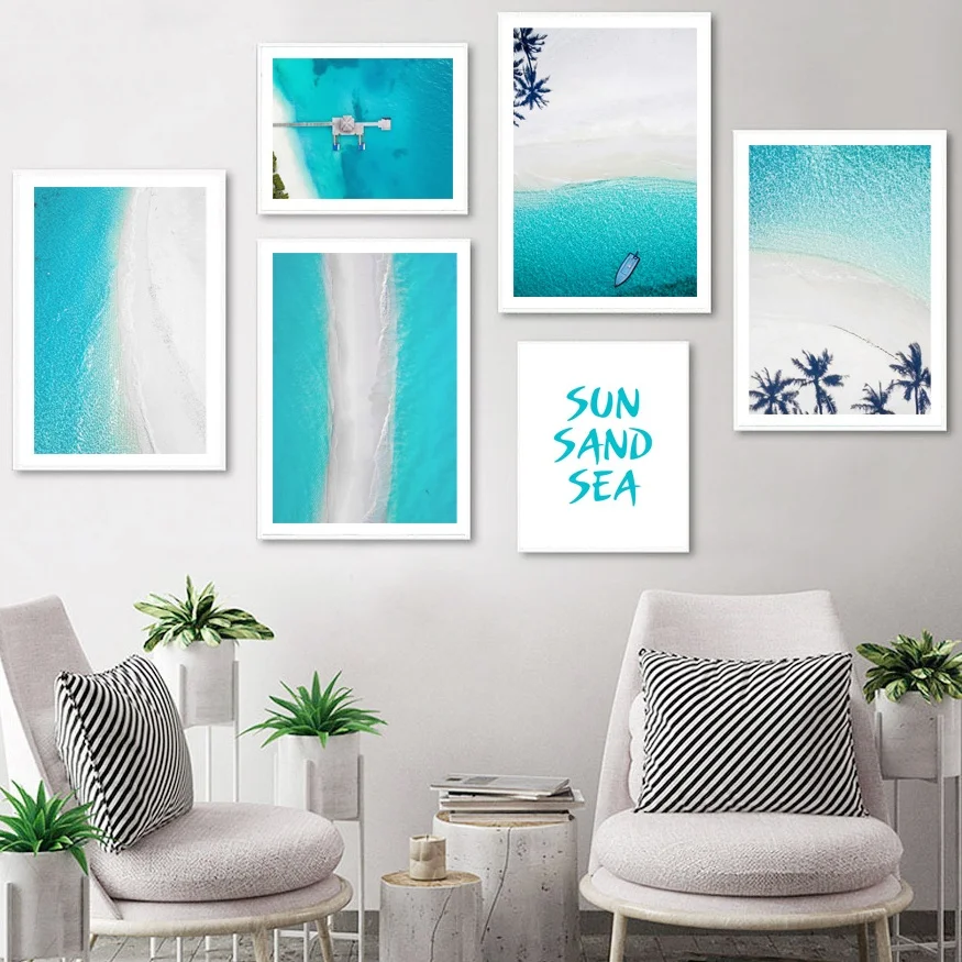 

White Beach Coconut Tree Bridge Seascape Wall Art Canvas Painting Nordic Posters And Prints Wall Pictures For Living Room Decor