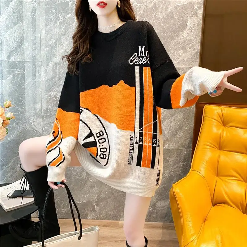 New Korean Version of Loose Round Neck Pullover Sweater Women Mid-length Net Red All-match Knitted Top
New Korean Version of Loose Round Neck Pullover Sweater Women Mid-length Net Red All-match Knitted Top