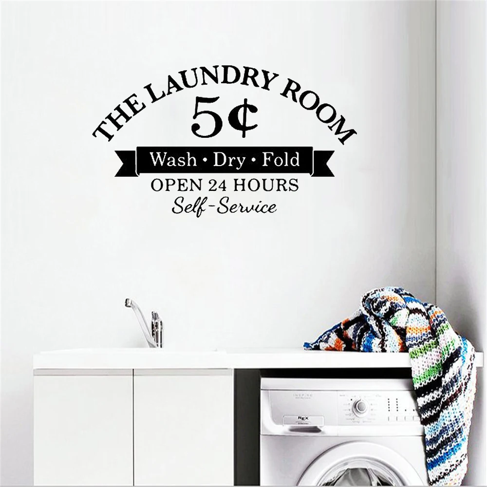 

The Laundry Room Wall Sticker Quote 24 Opening Hours Wall Decal Revocable Waterproof Decoration Vinyl Mural DW7089