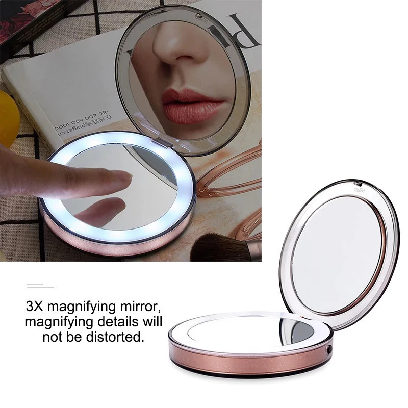 Portable LED Lighted Mini Makeup Mirror 1X 3X Magnifying Spiegel Compact Travel Sensing Light Small Cosmetic Mirror USB Charging
Portable LED Lighted Mini Makeup Mirror 1X 3X Magnifying Spiegel Compact Travel Sensing Light Small Cosmetic Mirror USB Charging