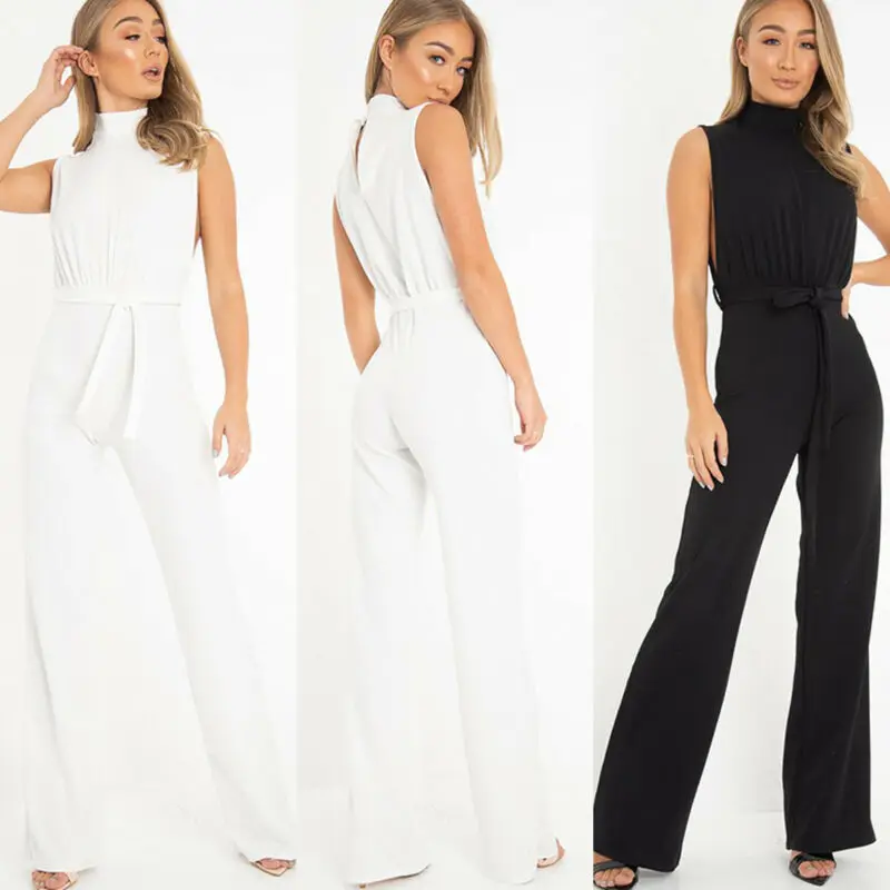 New Style Women Jumpsuits High Waist Turtleneck Button Sleeveless Loose Party Romper Belt Bandage Solid Bow Fashion Hot 2019
New Style Women Jumpsuits High Waist Turtleneck Button Sleeveless Loose Party Romper Belt Bandage Solid Bow Fashion Hot 2019