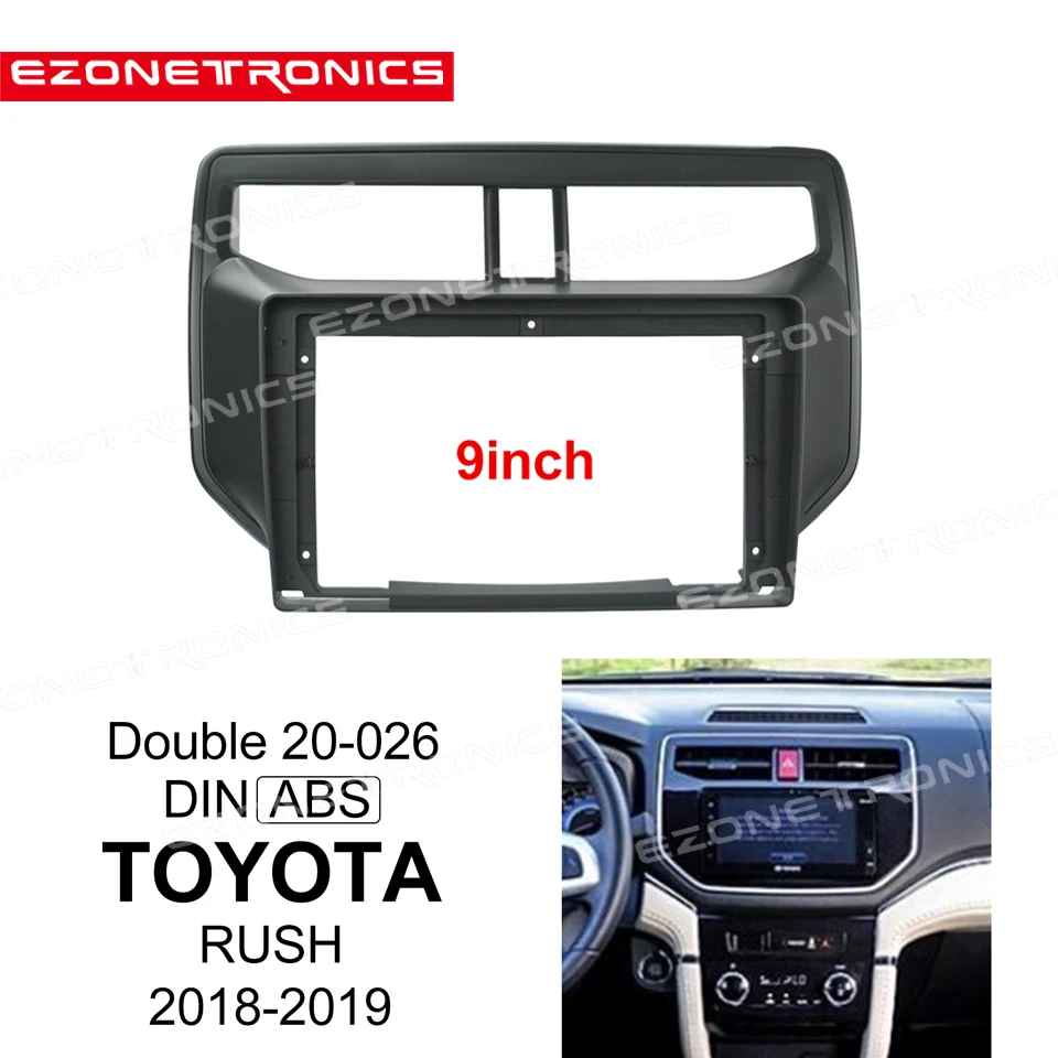 

2Din Car DVD Frame Audio Fitting Adaptor Dash Trim Kits Facia Panel 9" For Toyota RUSH 2018-2019 Double Din Radio Player