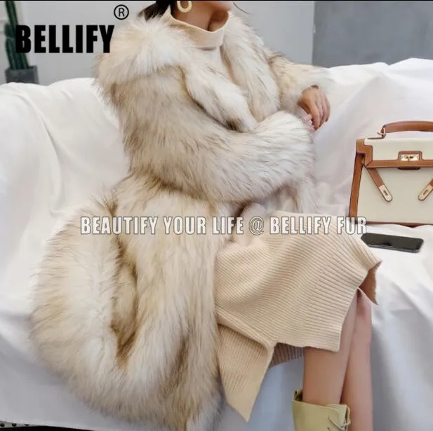 Natural White Color Ladies Long Hooded Knitted Gold Fox Fur Overcoat with plush big real fur collar
Natural White Color Ladies Long Hooded Knitted Gold Fox Fur Overcoat with plush big real fur collar