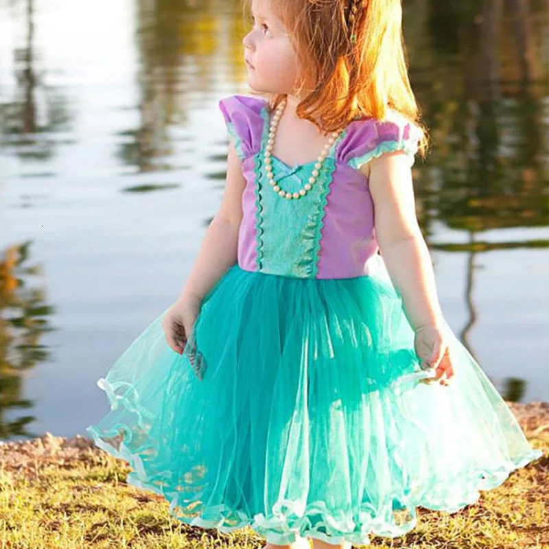 

New fantasy girls princess ariel cosplay little mermaid dress up Christian children Halloween party clothes