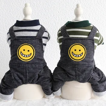 Autumn and Winter Newest Jumpsuits for Dogs Clothes with Bad Smiling Face Printed Striped Design Four-legged Warm Pet Clothing
Autumn and Winter Newest Jumpsuits for Dogs Clothes with Bad Smiling Face Printed Striped Design Four-legged Warm Pet Clothing