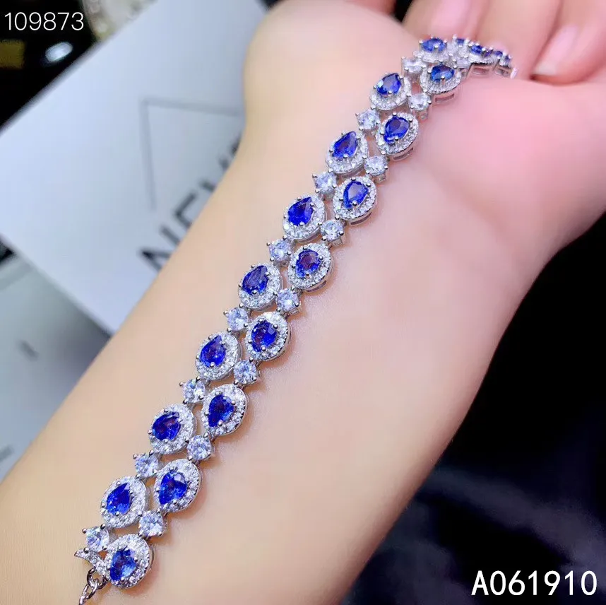 KJJEAXCMY boutique jewelry 925 sterling silver inlaid Natural sapphire fine ladies Bracelet support detection fashion KJJEAXCMY boutique jewelry 925 sterling silver inlaid Natural sapphire fine ladies Bracelet support detection fashion