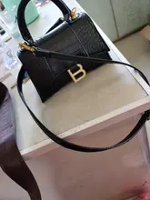 Bolso de mano de lujo suave con asa superior para mujer, bolsa de mano de piel de cocodrilo y reloj de arena, marca B de Metal, bolsas de mensajero de hombro
