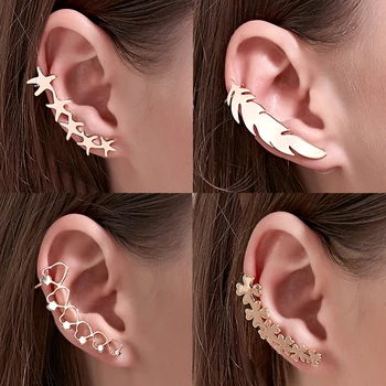 Four Leaf Clover Hollow Heart Shape Star Feather Golden White Stainless Copper Ear Cuff Clip Earrings For Women
Four Leaf Clover Hollow Heart Shape Star Feather Golden White Stainless Copper Ear Cuff Clip Earrings For Women