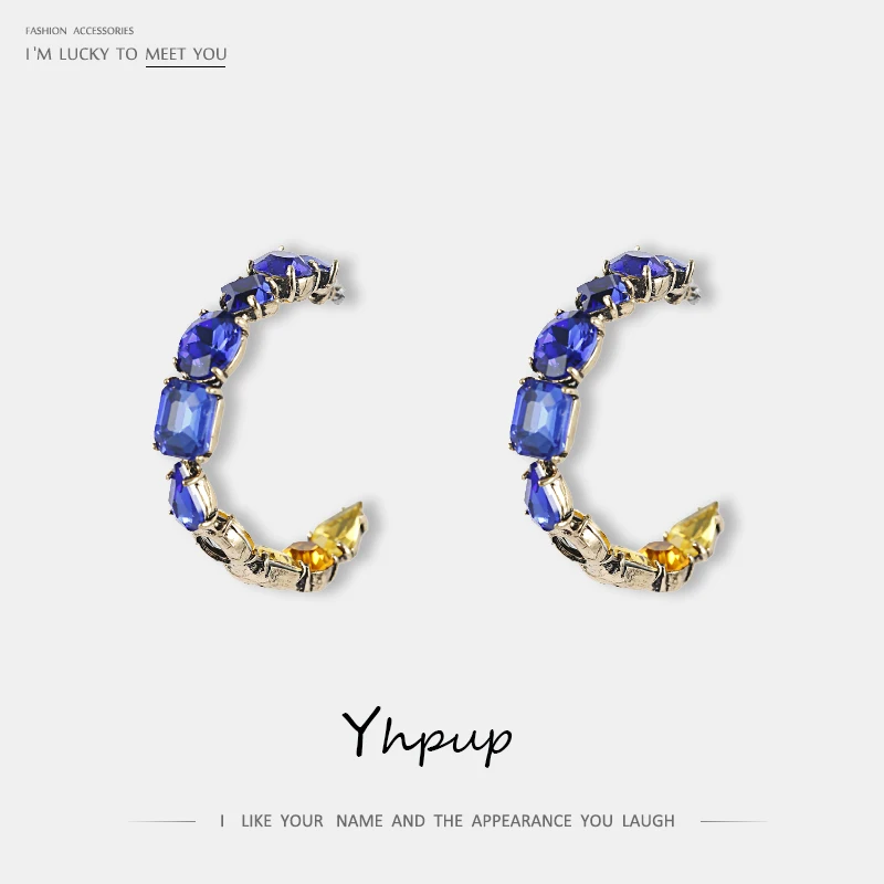 Yhpup Personality Multi-color C shape Stud Earrings Glass Rhinestone Luxury Earrings for Female Wedding Accessories kolczyki New
Yhpup Personality Multi-color C shape Stud Earrings Glass Rhinestone Luxury Earrings for Female Wedding Accessories kolczyki New