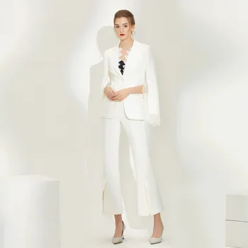 Elegant Wide Leg Pants Suits For Women Autumn Winter White Lace Blazer Jacket Office Ladies Stylish Clothes Two Piece Set Female
Elegant Wide Leg Pants Suits For Women Autumn Winter White Lace Blazer Jacket Office Ladies Stylish Clothes Two Piece Set Female