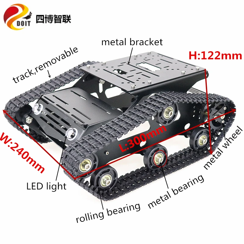 

DIY Metal Tracked Tank Chassis Kit 8KG Load Unassembled Smart Crawler Robot Platform High Torque 9V/12V DC Motor Education Toy