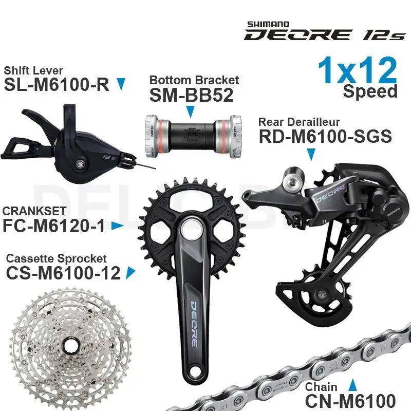 SHIMANO DEORE M6100 12v Groupset Shifter Rear Cassette Sprocket Chain CRANKSET 1x12-speed Bottom Bracket parts for MTB bike
SHIMANO DEORE M6100 12v Groupset Shifter Rear Cassette Sprocket Chain CRANKSET 1x12-speed Bottom Bracket parts for MTB bike