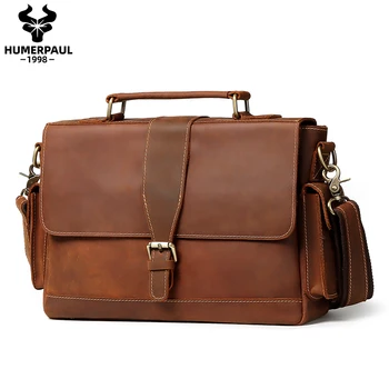 HUMERPAUL Men's Briefcase Bag Crazy Horse Leather Shoulder Messenger Bags Famous Brand Business Office Handbag for Laptop New
HUMERPAUL Men's Briefcase Bag Crazy Horse Leather Shoulder Messenger Bags Famous Brand Business Office Handbag for Laptop New