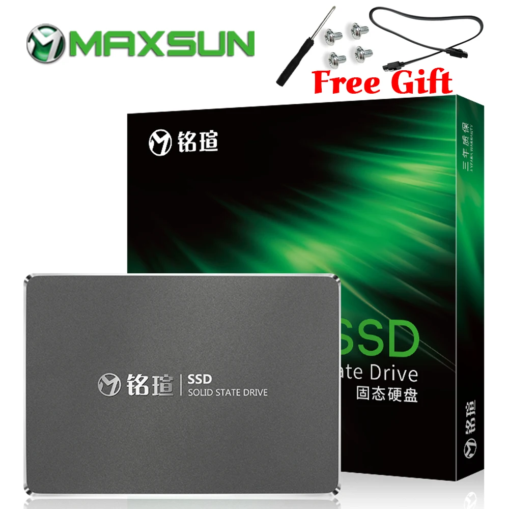 Фото MAXSUN ssd 120 ГБ 240 480 512 960 ТБ SSD SATAIII 3D NAND Flash TLC SMI 500 МБ/с. Внутренний твердотельный