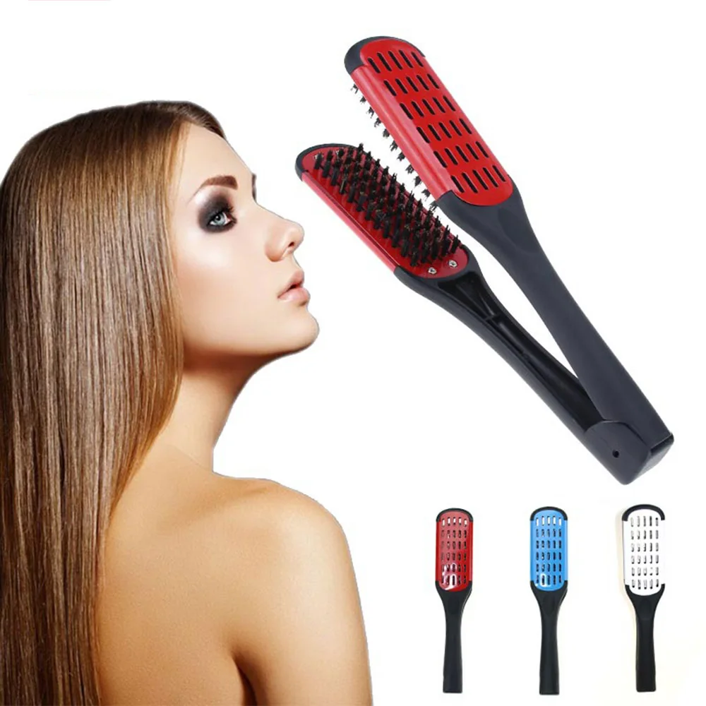 Hair Straightening Double Brushes Comb Pro Hairdressing Straightener V Shape Ceramic Clamp Styling Tools
Hair Straightening Double Brushes Comb Pro Hairdressing Straightener V Shape Ceramic Clamp Styling Tools
