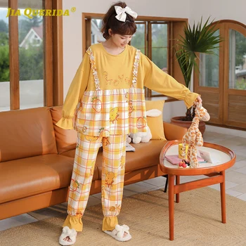 Yellow Plaid Printing Long Sleeve Long Pants Pajamas Set Homesuit Homeclothes Sleepwear Fashion Style Casual Style Pajamas Woman
Yellow Plaid Printing Long Sleeve Long Pants Pajamas Set Homesuit Homeclothes Sleepwear Fashion Style Casual Style Pajamas Woman