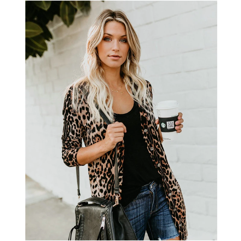 2019 Autumn Fashionable Spring Cropped Women's Cardigan Long Leopard Jacket and Coat Streetwear Clothes Female Clothes
2019 Autumn Fashionable Spring Cropped Women's Cardigan Long Leopard Jacket and Coat Streetwear Clothes Female Clothes