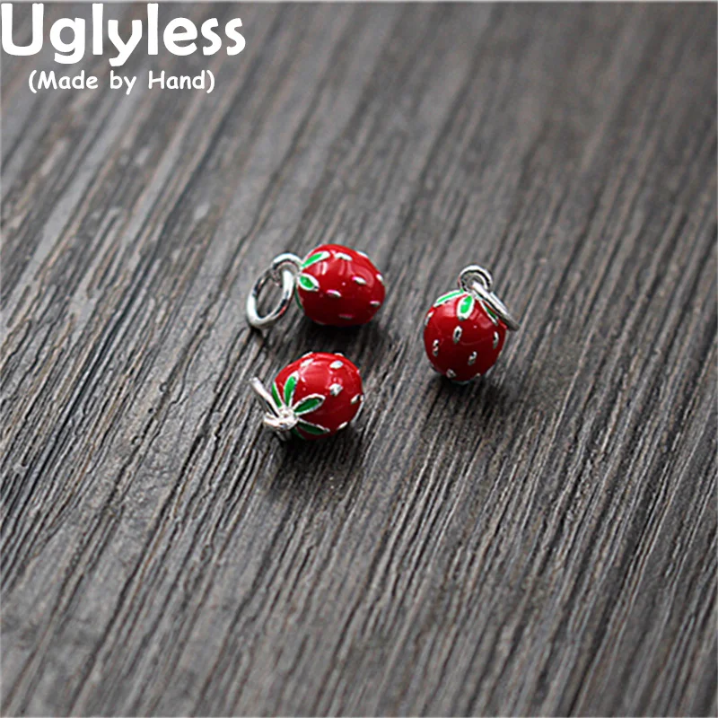 Uglyless Real S 925 пробы серебряные аксессуары ювелирные изделия DIY эмаль красный фрукт