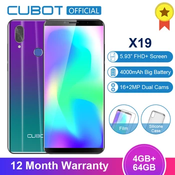 

Cubot X19 Helio P23 Octa Core 18:9 FHD+ 4GB+64GB 5.93'' Smartphone Dual Camera 16.0MP 2160*1080 4000mAh 4G LTE Face ID Cellphone