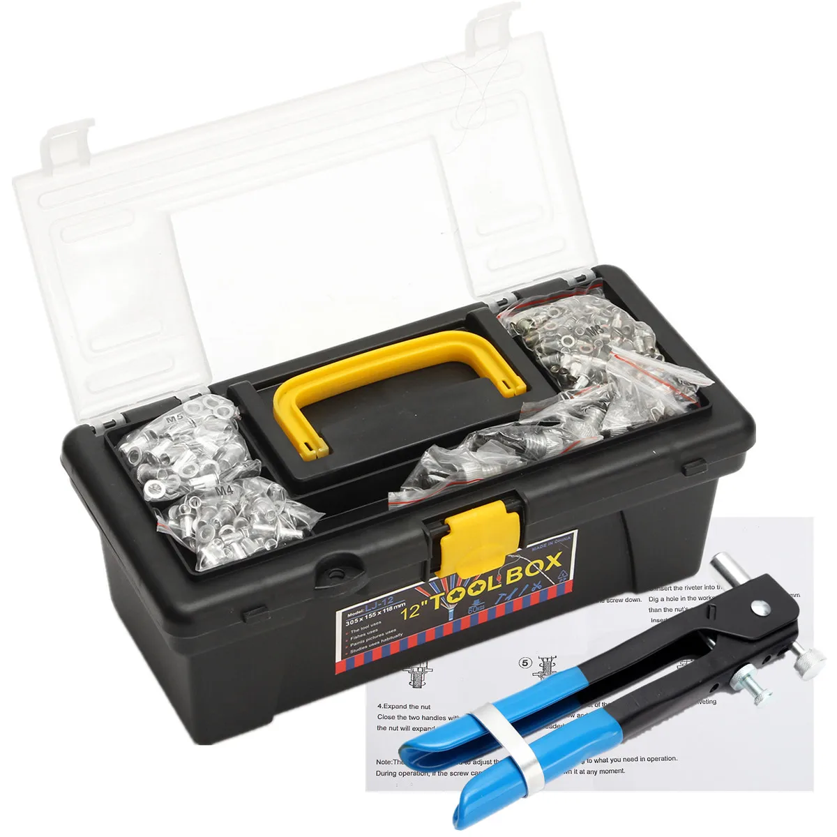 New 464Pcs M3-M8 Blind Hand Rivet Nuts Threaded Insert Rivet Tool Riveter Guns Rivnut Nutsert Insert DIY Tool Sets
New 464Pcs M3-M8 Blind Hand Rivet Nuts Threaded Insert Rivet Tool Riveter Guns Rivnut Nutsert Insert DIY Tool Sets