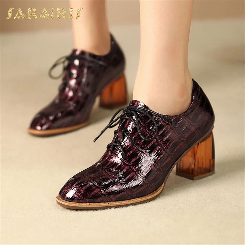 Sarairis Design Hot Sale Genuine Cow Leather Lace-Up British Style Shoes Woman Pumps Spring/Autumn Lace Up Office Pumps Women 
Sarairis Design Hot Sale Genuine Cow Leather Lace-Up British Style Shoes Woman Pumps Spring/Autumn Lace Up Office Pumps Women